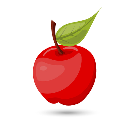 Single vector red apple on white backgroundのイラスト素材