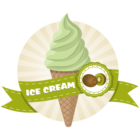 Vector illustration of colorful kiwi ice creamのイラスト素材