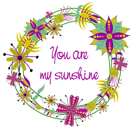 Vector illustration of colorful flower frame an a white backgroundのイラスト素材