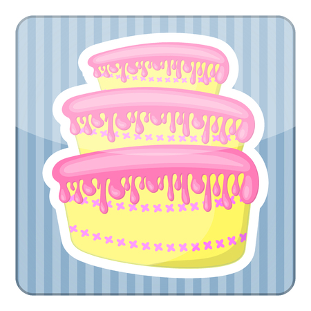 Vector single cake colorful icon an a blue backgroundのイラスト素材