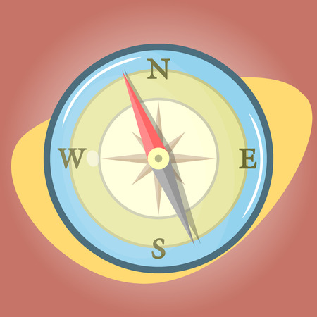 Vector colorful compass icon an a orange backgroundのイラスト素材