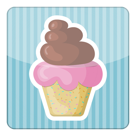 Happy Birthday Icon. Sweet cupcake with chocolateのイラスト素材