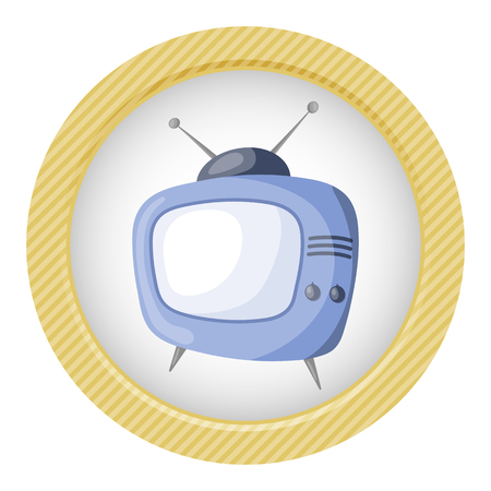 Vector single tv colorful icon an a purple backgroundのイラスト素材
