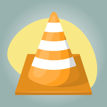 Construction cone and traffic cone colorful iconのイラスト素材