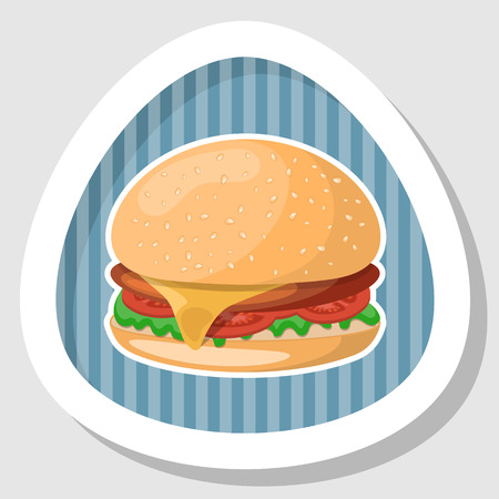 Hamburger colorful icon. Vector illustration in cartoon styleのイラスト素材