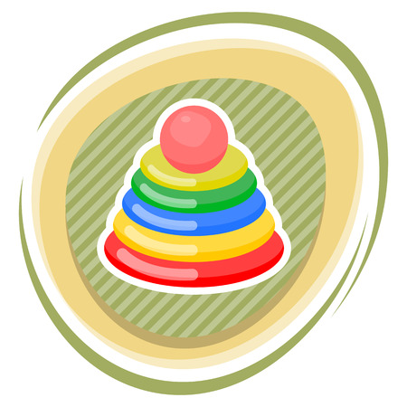 Pyramid kid toy colorful icon. Vector illustration in cartoon styleのイラスト素材