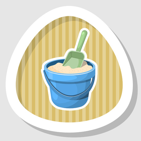 With sand bucket colorful icon. Vector illustration in cartoon styleのイラスト素材