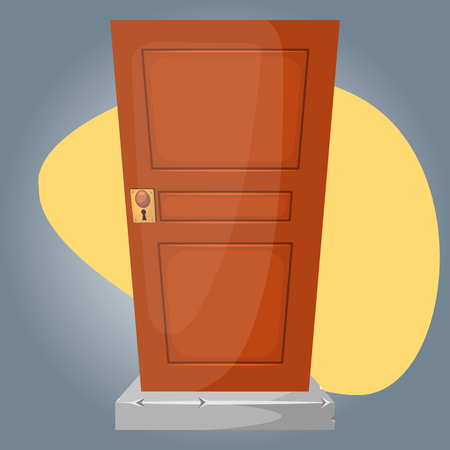 Wooden door colorful icon. Vector illustration in cartoon styleのイラスト素材