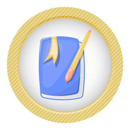 Cute notebook colorful icon. Vector illustration in cartoon styleのイラスト素材