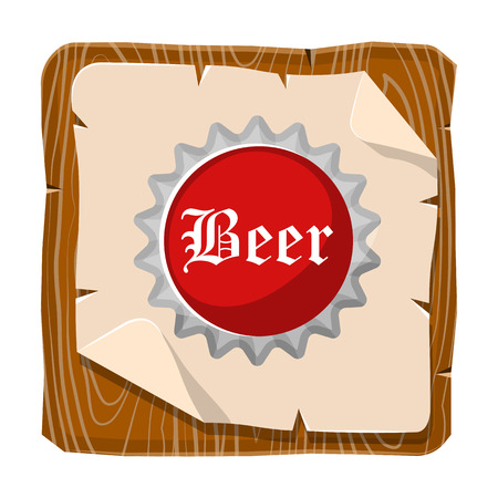 Beer cap colorful icon. Vector illustration in cartoon styleのイラスト素材