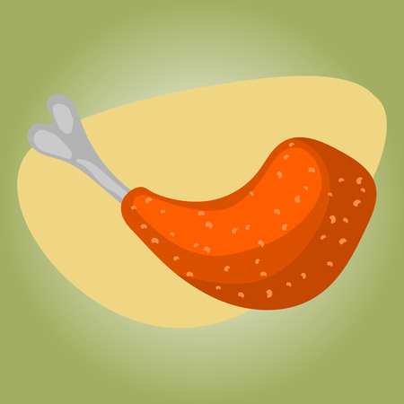 Fried chicken colorful icon. Vector illustration in cartoon styleのイラスト素材