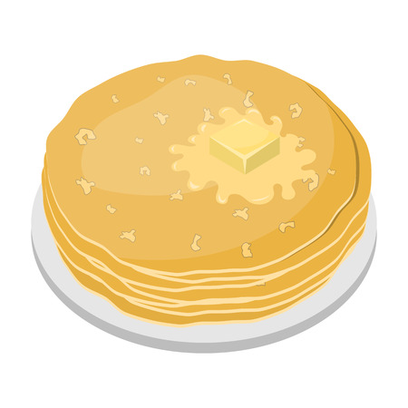 Vector illustration of pancakes with butter in cartoon styleのイラスト素材