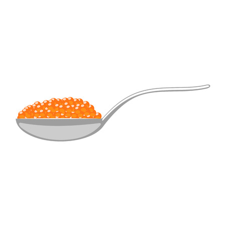 Illustration for Red caviar in a spoon. - Royalty Free Image