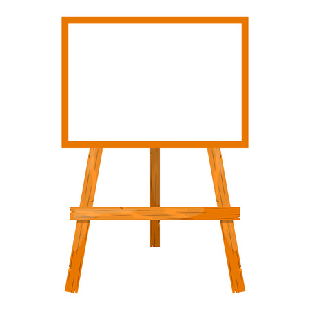 Wooden easel with a blank canvas. Cartoon style styleのイラスト素材