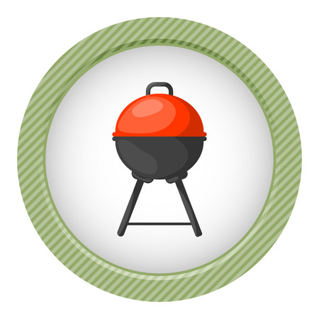 Vector black BBQ Grill icon. Vector illustrationのイラスト素材