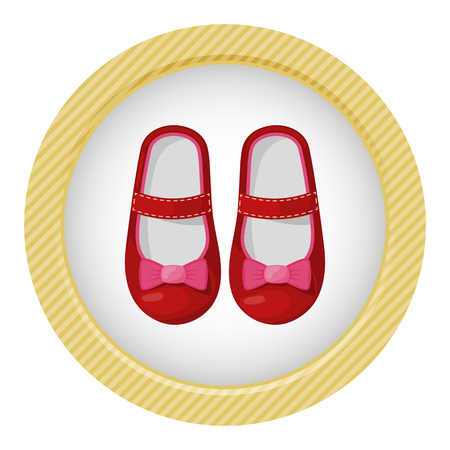 Illustration of beautiful baby girl shoes, colorful iconのイラスト素材