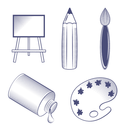 Set of art object vector illustration on white backgroundのイラスト素材