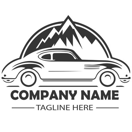 Auto style car logo design with concept sports vehicle icon silhouette on white background.のイラスト素材