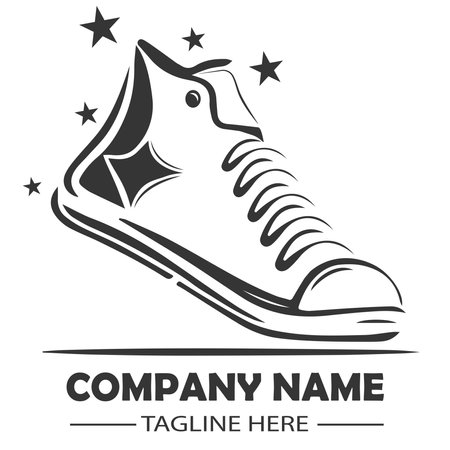 line abstract young shoe sneaker logo design vector graphic symbol icon sign illustration creative ideaのイラスト素材