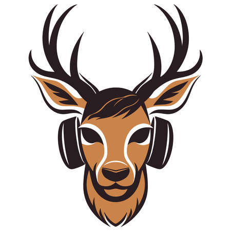 Deer simple flat logo design, cartoon styleのイラスト素材