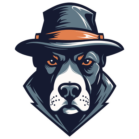 Logo design of dog in the hat. Vector illustrationのイラスト素材