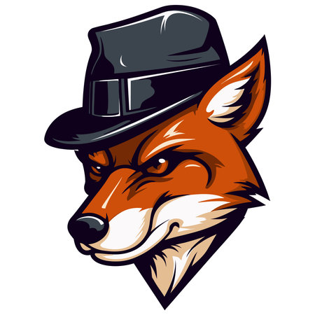 Cartoon detective fox character in the hat.のイラスト素材