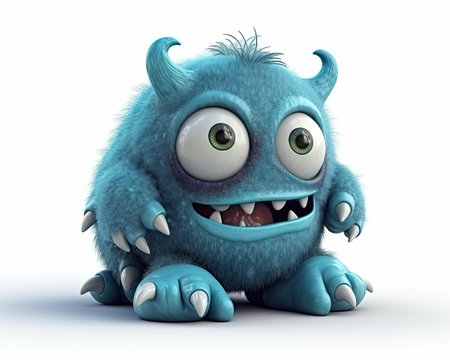 Cartoon monster on a white background. 3d rendering. isolated.の素材