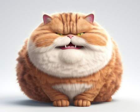 Cute ginger cat with funny expression on his face. 3D renderingの素材