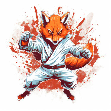Funny cartoon fox. Vector illustration for t-shirt print.の素材