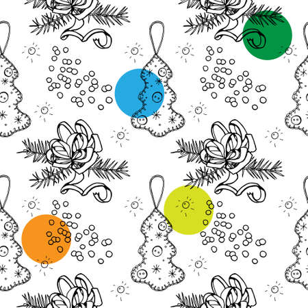 Seamless christmas pattern. Doodle vectorのイラスト素材