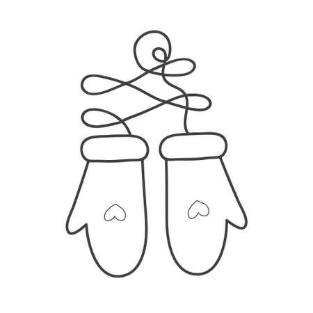 Baby mittens vector sketch on white background. Hand drawn. Vector doodleのイラスト素材