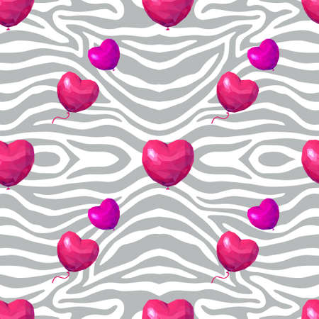 Seamless pattern with striped background and hearts. Year of the tiger. Vectorのイラスト素材