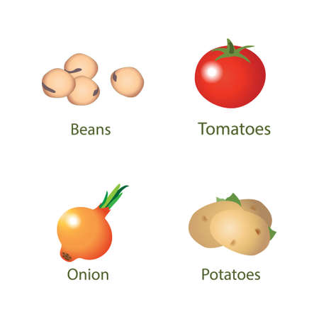 Cute vegetables, Gardening set, vector flat icons.のイラスト素材