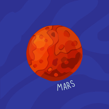 Planet of solar system cartoon, Mars. Vector