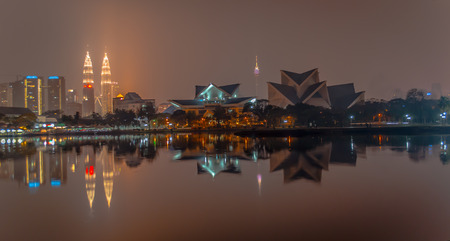 Twin towers .. This photo was taken to the twin towers and the KL tower in Kuala Lumpur.のeditorial素材