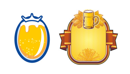 shield beer mug with hop branches. vectorのイラスト素材