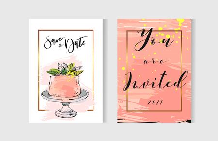 Save the date, wedding invitation card.のイラスト素材