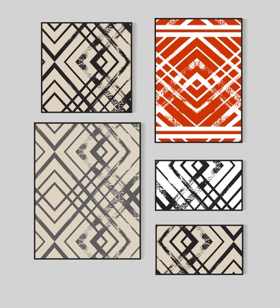 Holiday and Christmas hand drawing greeting card set. Isolated vector illustrationのイラスト素材
