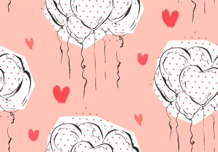 Hand made vector abstract greeting Valentines day seamless patternのイラスト素材