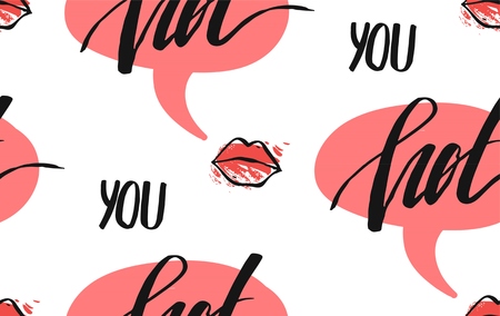 Hand drawn vector abstract Valentines day seamless patternのイラスト素材