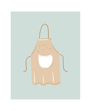Hand drawn vector abstract modern cartoon cooking time fun illustration icon with apron isolated on white background.のイラスト素材