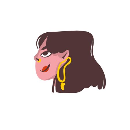 Hand drawn vector abstract cartoon modern graphic girl character illustration art isolated on white backgroundのイラスト素材