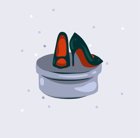 Hand drawn vector stock abstract graphic flat illustration with wedding red pair of high heel shoes isolated on white backgroundのイラスト素材