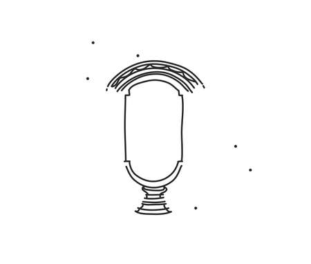 Hand drawn vector abstract stock flat graphic illustration with   element of line arch and rays art in simple style for branding,isolated on white backgroundのイラスト素材