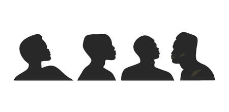 Hand drawn vector abstract stock flat graphic illustration with   element of african american person character silhouette art collection set in simple style isolated on white backgroundのイラスト素材