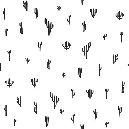 Hand drawn abstract vector graphic clipart illustration boho cactus desert concept seamless pattern...