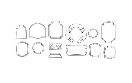 Hand drawn abstract vector graphic sign clipart illustrations collection set of line art logo frames and borders.Simple Design concept.Bohemian contemporary line art.Vector abstract design elements.のイラスト素材