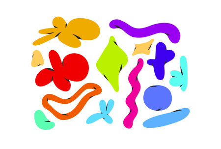 Hand drawn vector abstract simple contemporary set of creative cartoon decoration retro vintage...
