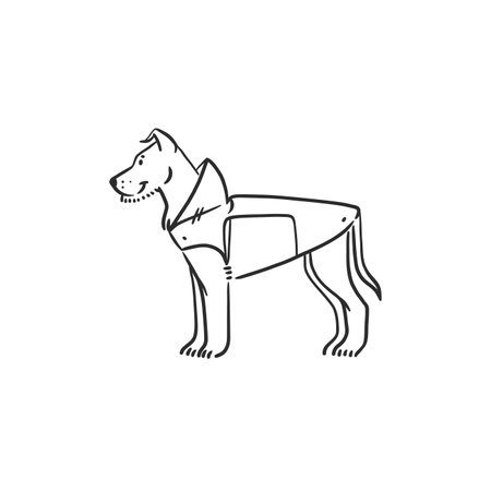 Hand drawn vector abstract graphic line art collection with diverse cute funny cartoon dogs characters.Vector illustration of funny cartoon different breeds dogs in trendy flat style. Line dog icon.のイラスト素材