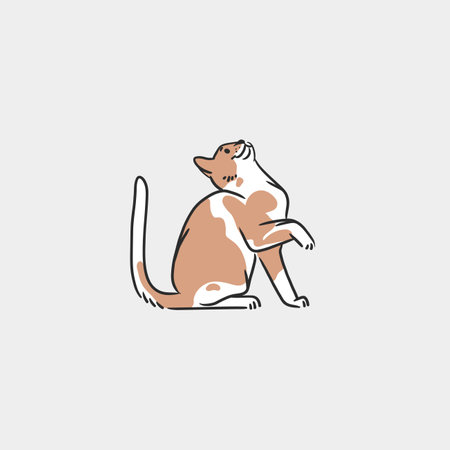 Hand drawn vector abstract graphic line art collection with adorable cute funny cartoon cat character.Vector illustration of funny cartoon pretty cat in trendy flat style. Line art cat icon design.のイラスト素材